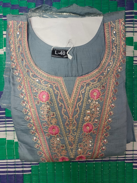 Elegant Grey Embroidered Kurti