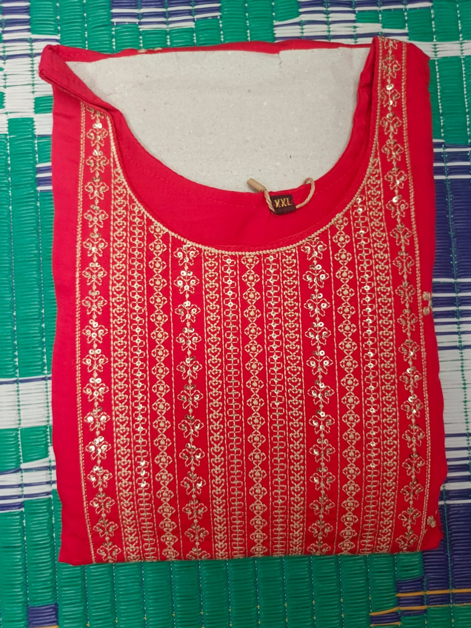 Red Sequin Embroidered Kurti