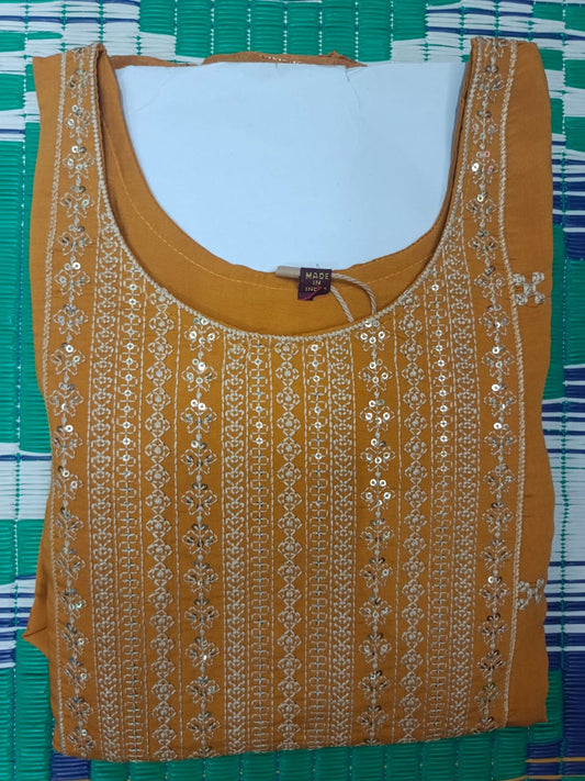 Mustard Yellow Sequin Embroidered Kurti