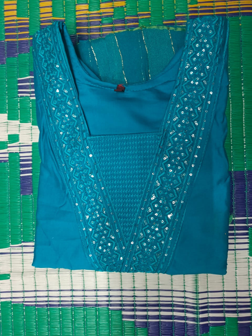 Blue Embroidered Dress – "Azure Elegance Kurti"